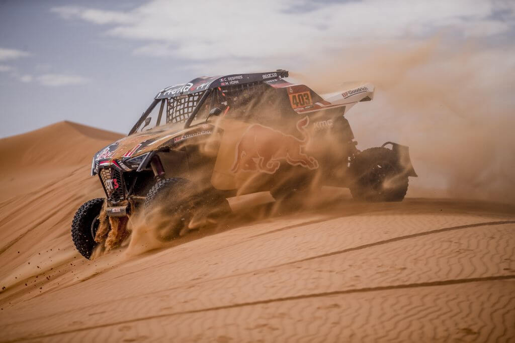 Cyril Despres (FRA) and Mike Horn (CHE) of SSV Red-Bull Off-Road Team USA races during stage 6 of Rally Dakar 2020 from Hail to Riyad, Saudi Arabia on January 10, 2020.