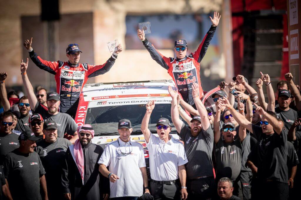 Giniel De Villiers (ZAF) of Toyota Gazoo Racing is seen at the finish line of Rally Dakar 2020 from in Qiddiya, Saudi Arabia on January 17, 2020 // Marcelo Maragni/Red Bull Content Pool // AP-22TYC9DR92511 // Usage for editorial use only //