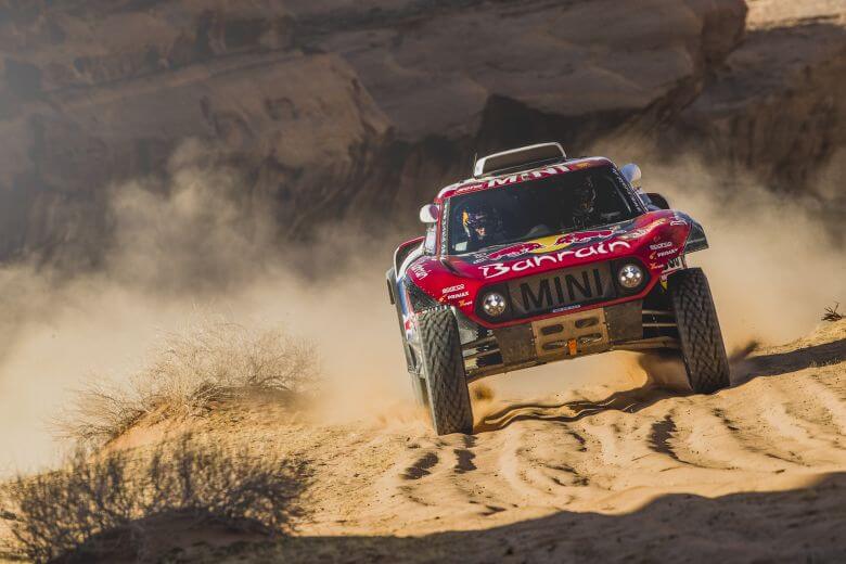 Carlos Sainz and Lucas Cruz (ESP) of Bahrain JCW X-Raid Mini Team races during stage 5 of Rally Dakar 2020 from Al-Ula to Hail, Saudi Arabia on January 09, 2020.
