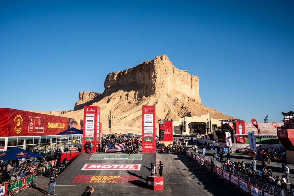 Casey Currie at the Finish of the 2020 Dakar Rally