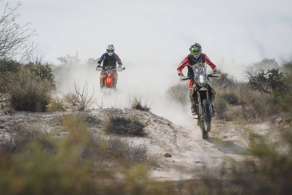 Sonora Rally Raid Motorcycle driving across the desert