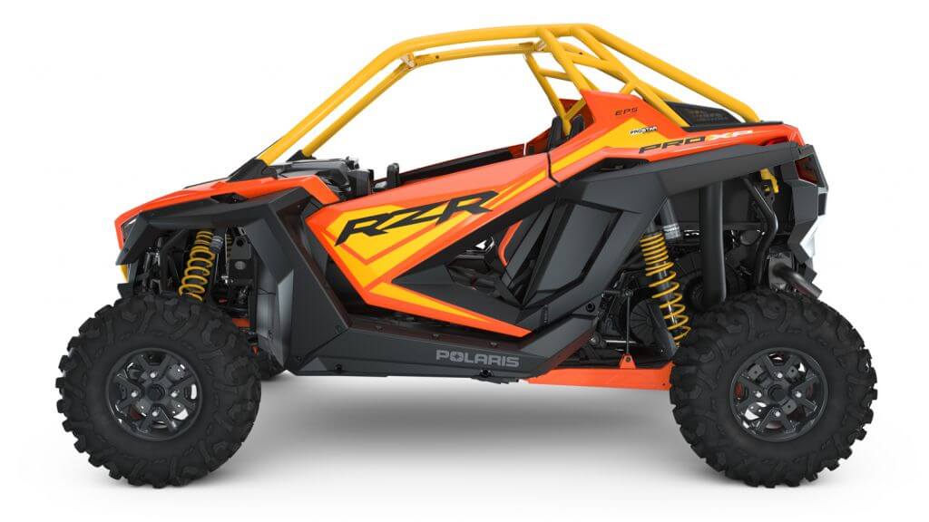 Polaris RZR PRO XP Orange Madness Seater from the driver left side
