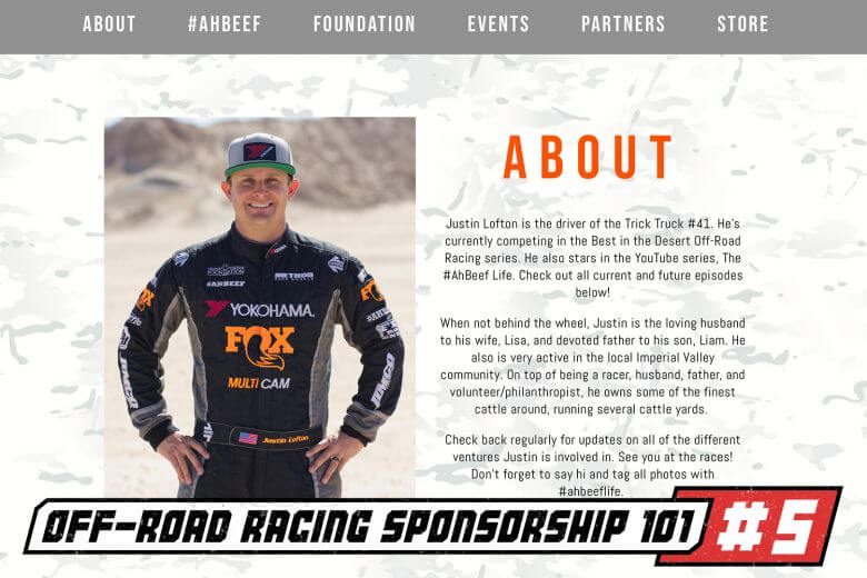 off road racer sponsorship part