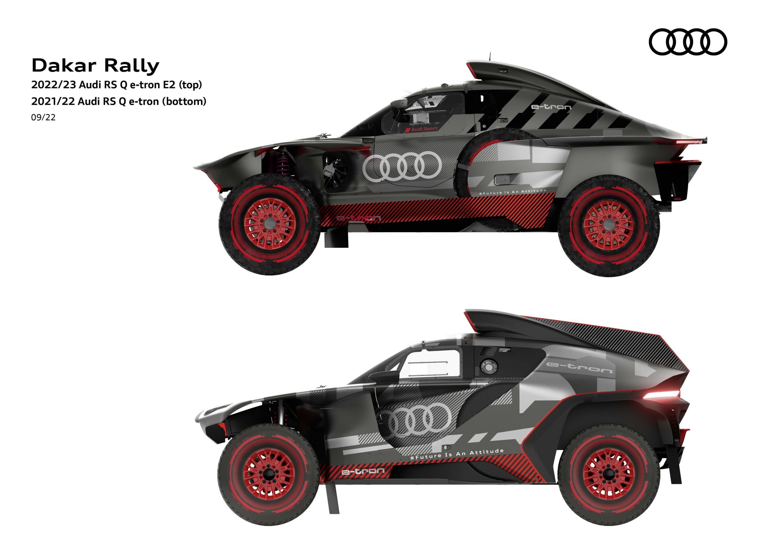 Dakar Rallly Audi RS Q e tron action side profile
